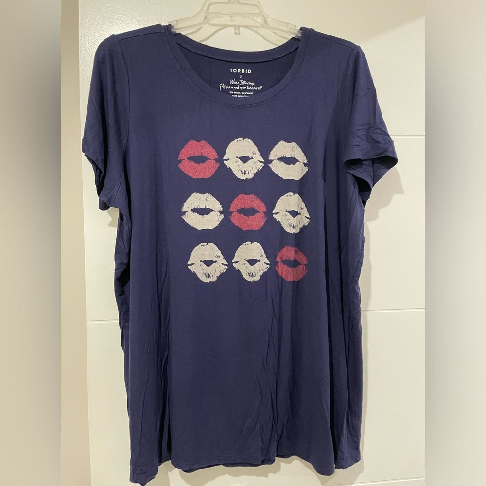 Torrid Navy Blue Lip Graphic Tee PLUS Size